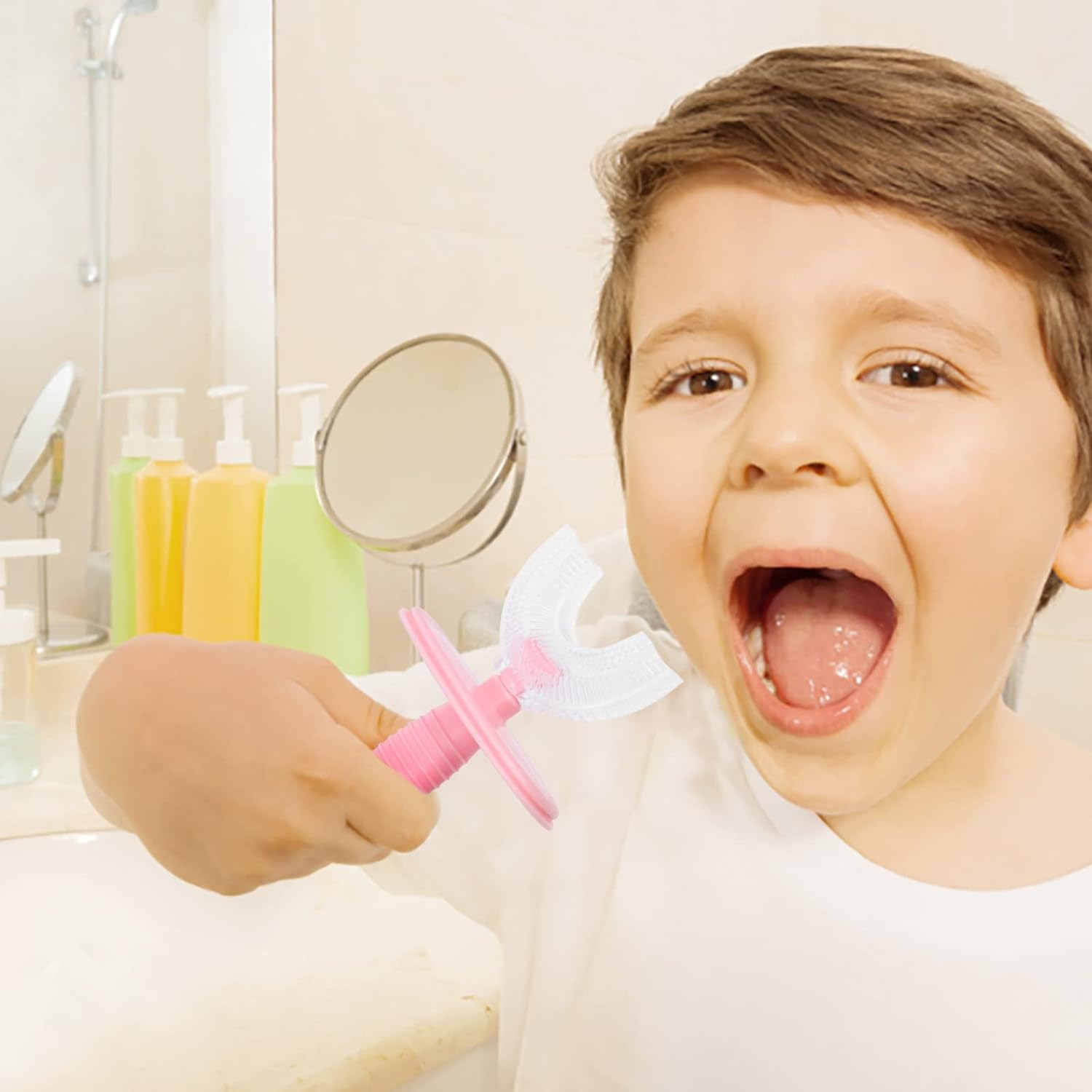 13033 Kids U Shaped Toothbrush Children Baby Silicone Kids Toothbrush U Shaped Silicone Brush Head for 360 Degree Cleaning Suitable For 2-6 Years (1 Pc) 13033 Kids U Shaped Toothbrush Children Baby Silicone Kids Toothbrush U Shaped Silicone Brush Head for 360 Degree Cleaning Suitable For 2-6 Years (1 Pc)